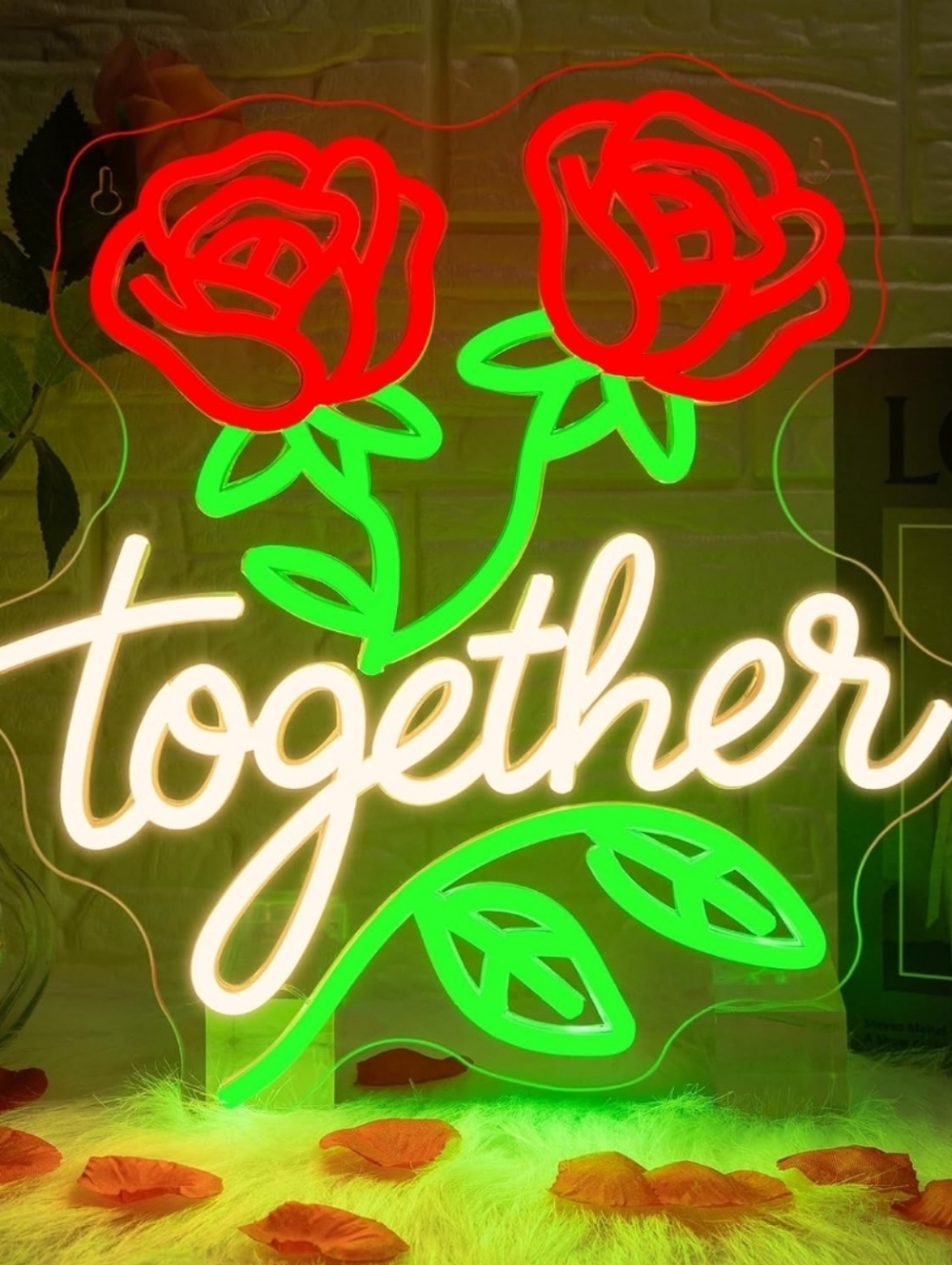 VERY PRETTY 2 ROSES WALL LED LIGHT SIGN